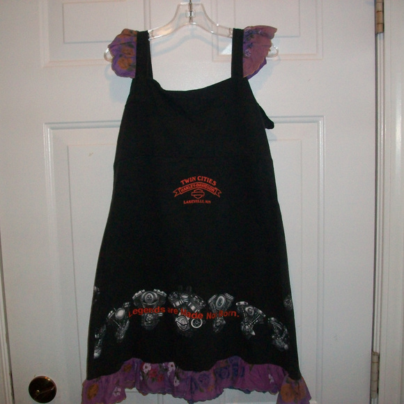 HARLEY BIKER T-SHIRT DRESS CLAUDE SIZE 12 (YOUTH) - Picture 1 of 2